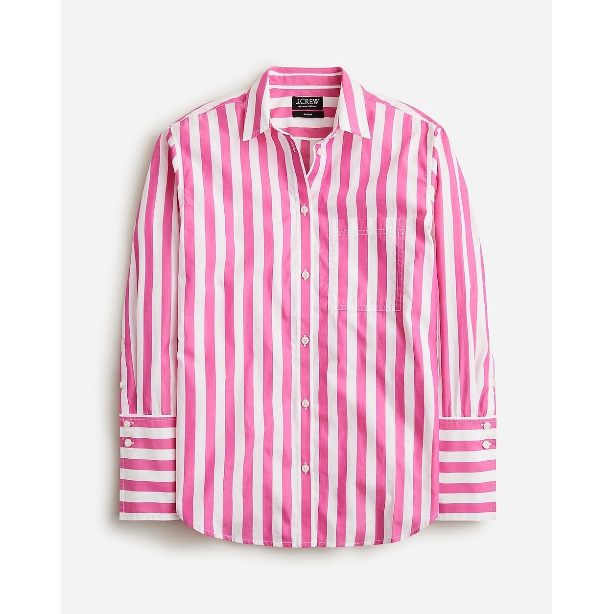 J.Crew Garon Classic Shirt In Stripe Cotton Poplin Button Down Pink White 12